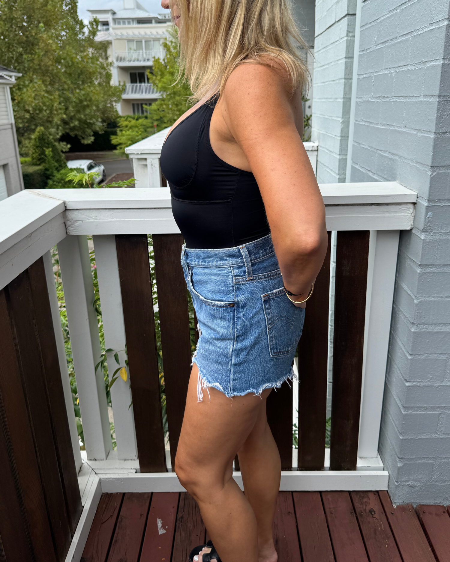 Core Trainer V-Neck Plunge Bodysuit Black