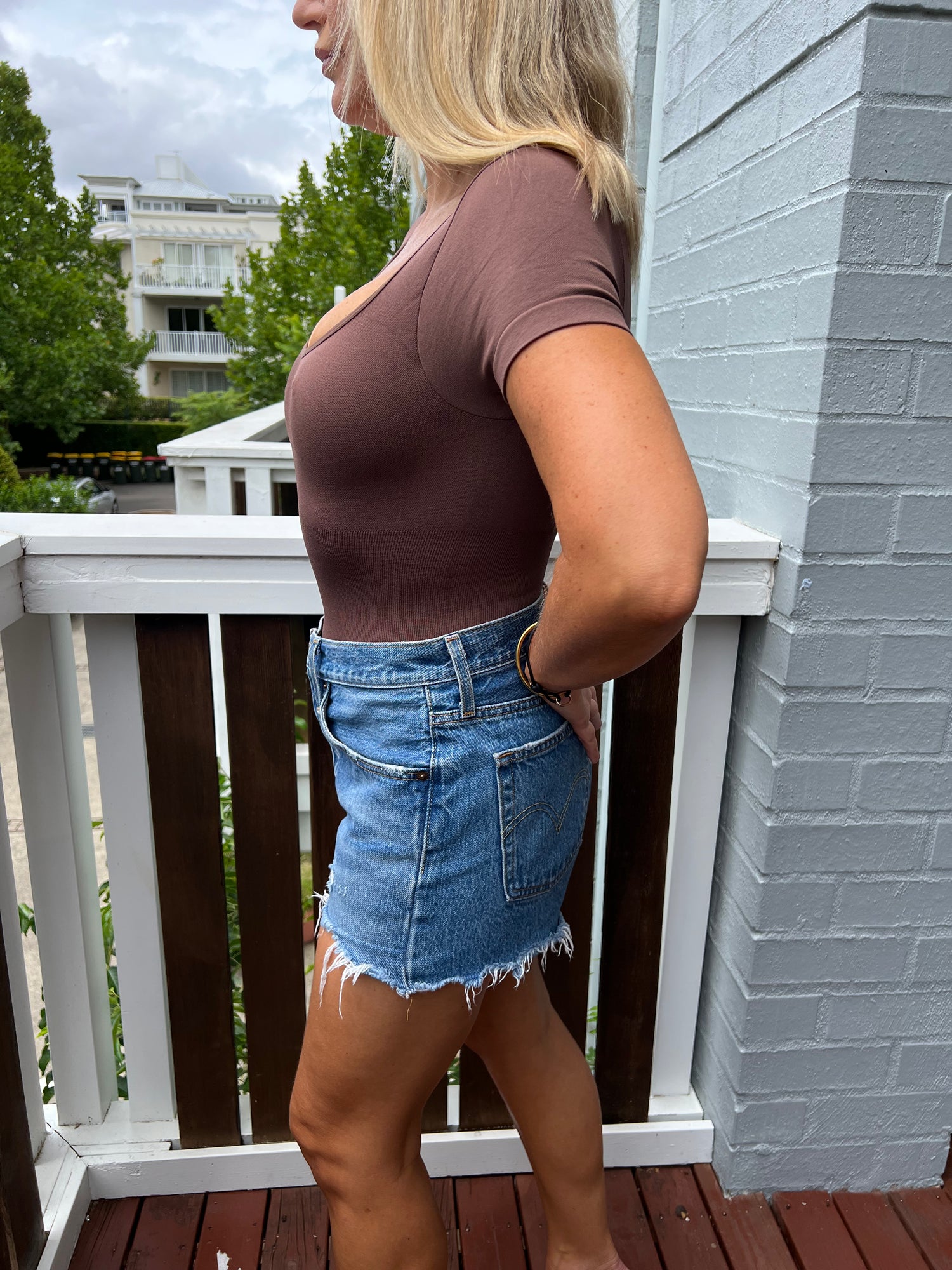 Core Trainer Sculpt T-Shirt Bodysuit Brown