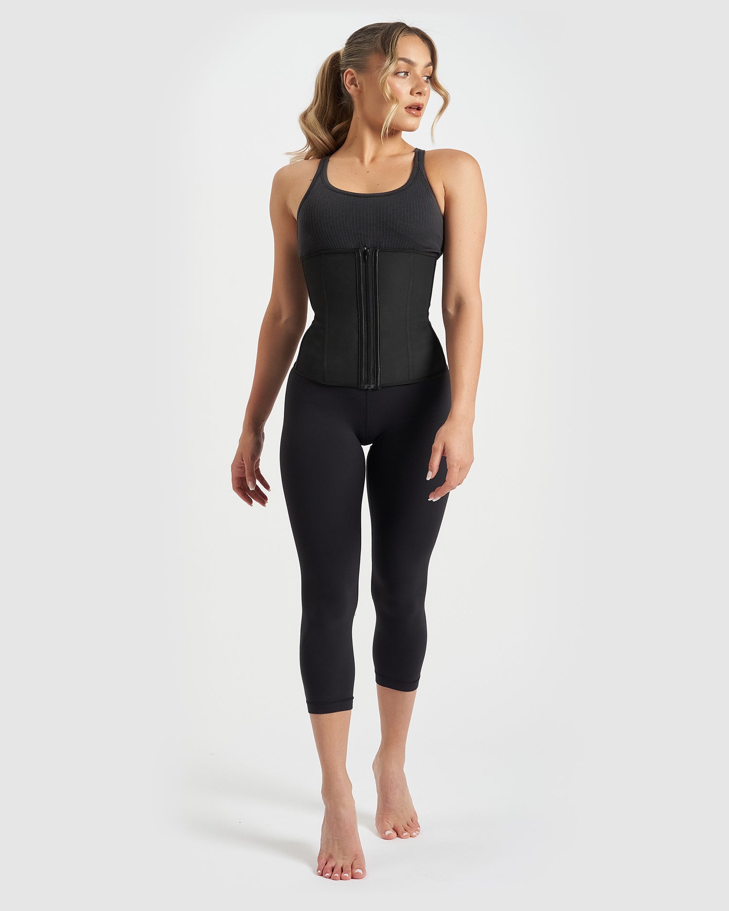 Core Trainer 9 Flexi Steel Boned Aggressive Zip Waist Trainer Black