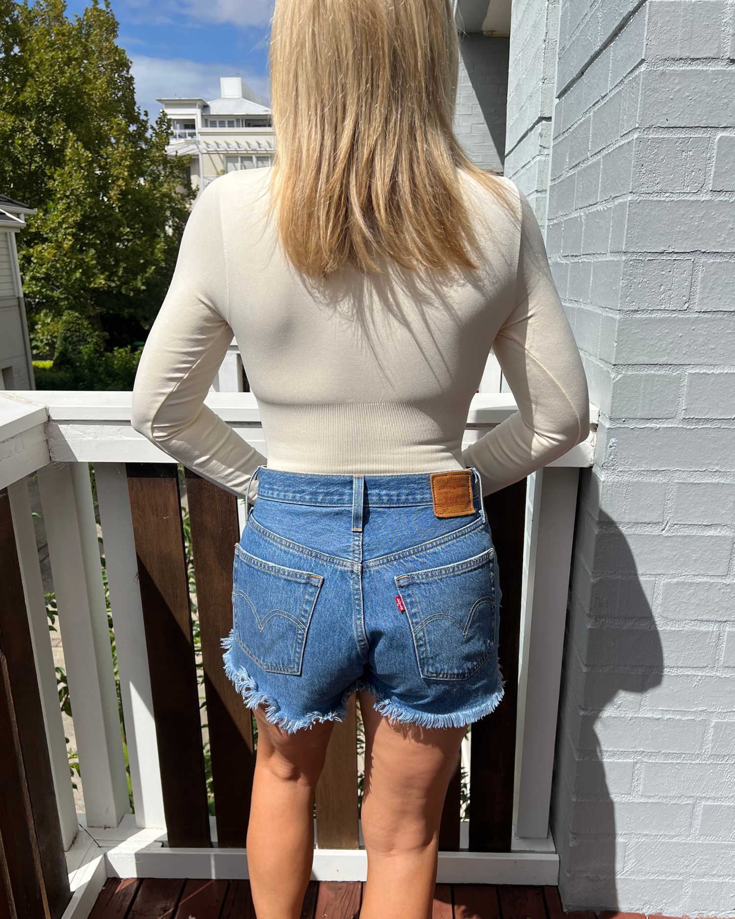 Core Trainer Long Sleeve Square Neck Sculpting Bodysuit - Cream