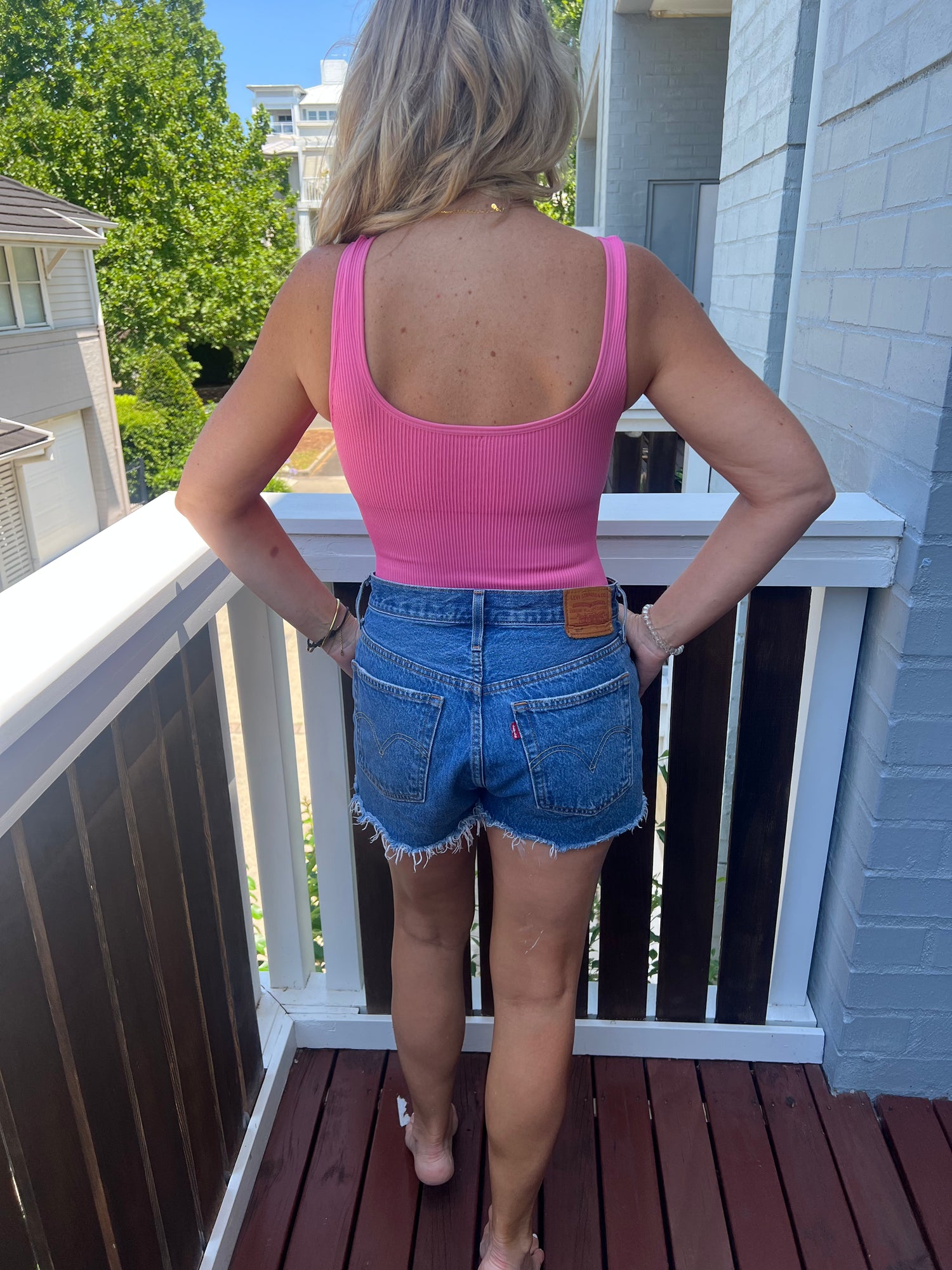 Core Trainer Everyday Ribbed Bodysuit Pink