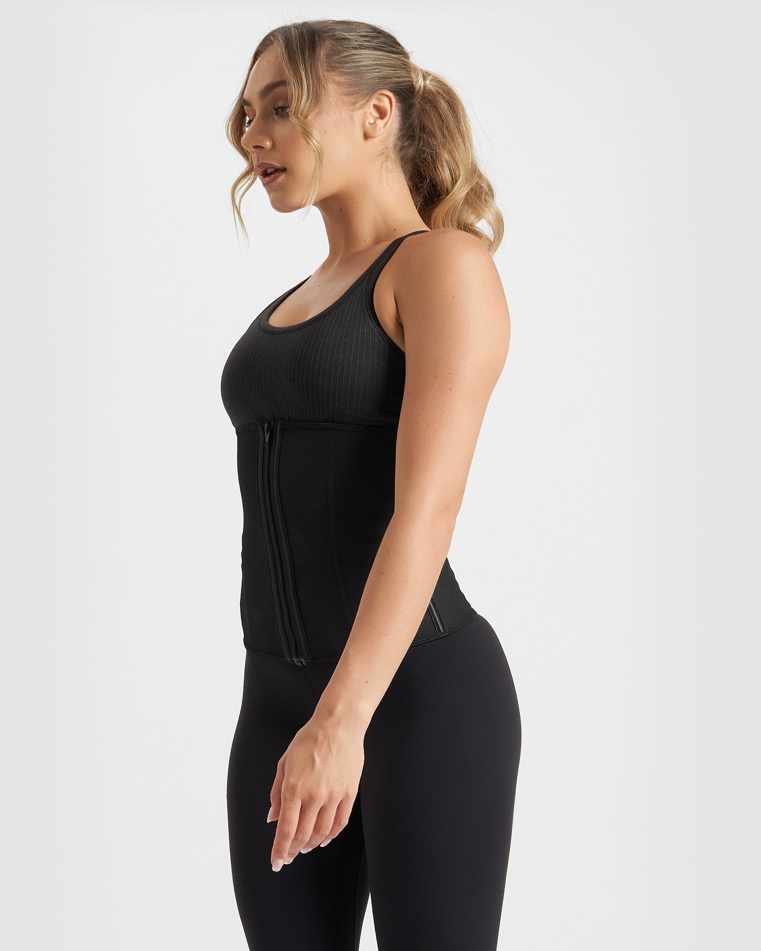 Core Trainer 9 Flexi Steel Boned Aggressive Zip Waist Trainer Black