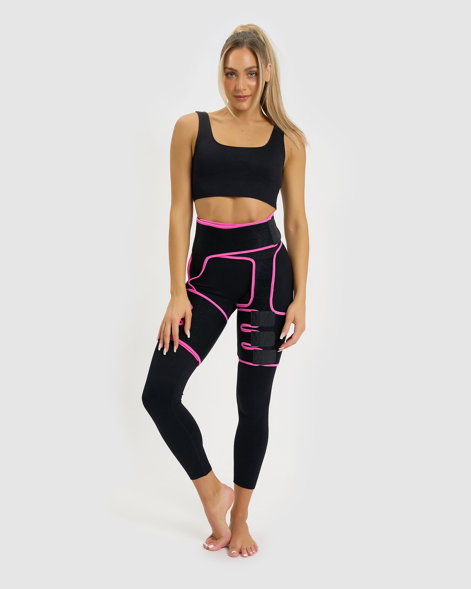 Core Trainer Waist & Thigh Sweat Band Black